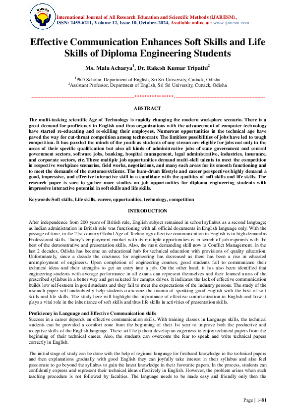 (PDF) Effective Communication Enhances Soft Skills and Life Skills of ...