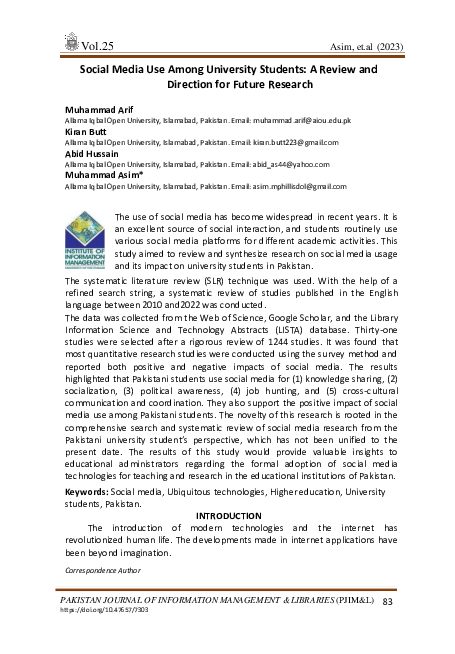 (PDF) Social Media Use Among University Students: A Review and ...