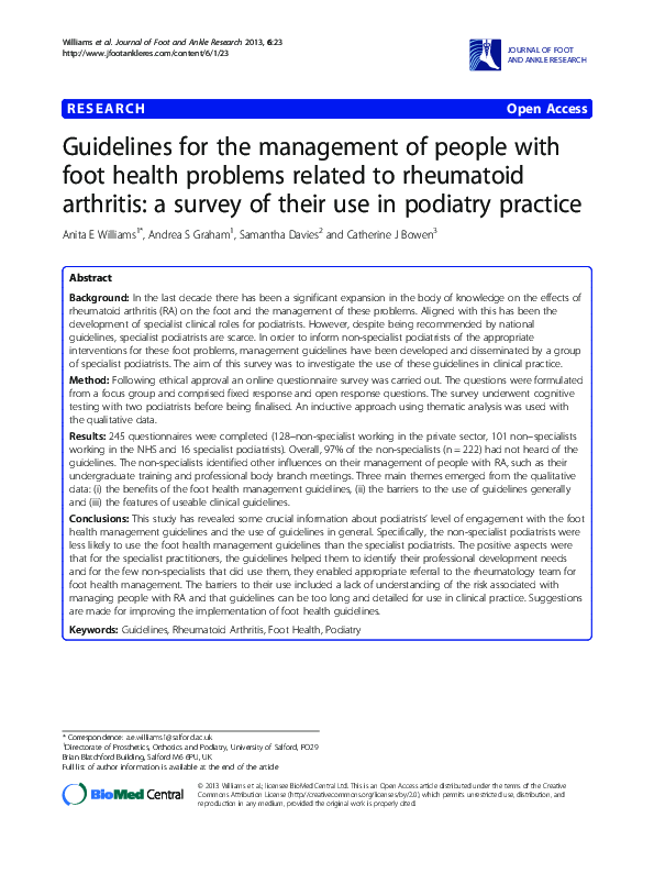 (PDF) Guidelines for the management of people with foot health problems ...