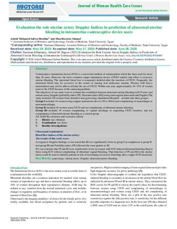 (PDF) Evaluation the Role Uterine Artery Doppler Indices in Prediction ...