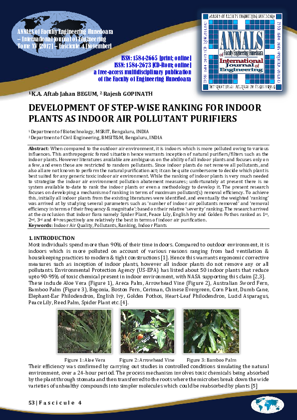 (PDF) Development of Step-Wise Ranking for Indoor Plants as Indoor Air ...