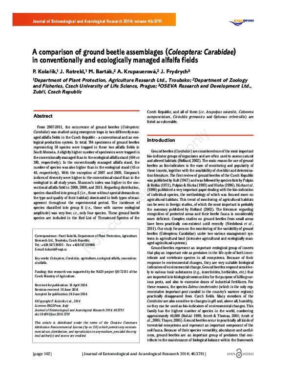 (PDF) A comparison of ground beetle assemblages (Coleoptera: Carabidae ...