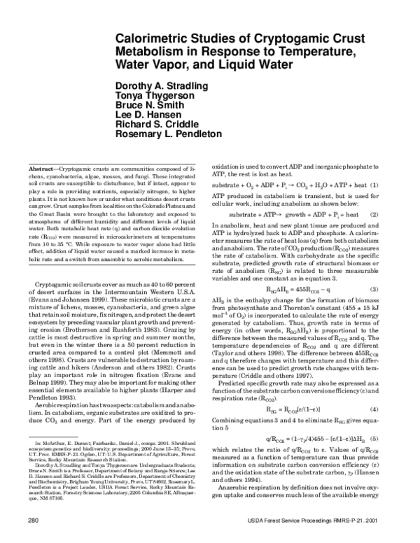 (PDF) Cryptogamic crust metabolism in response to temperature, water ...