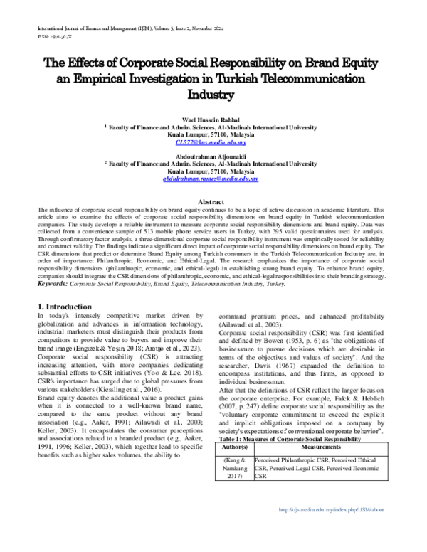 (PDF) The Effects of Corporate Social Responsibility on Brand Equity an ...