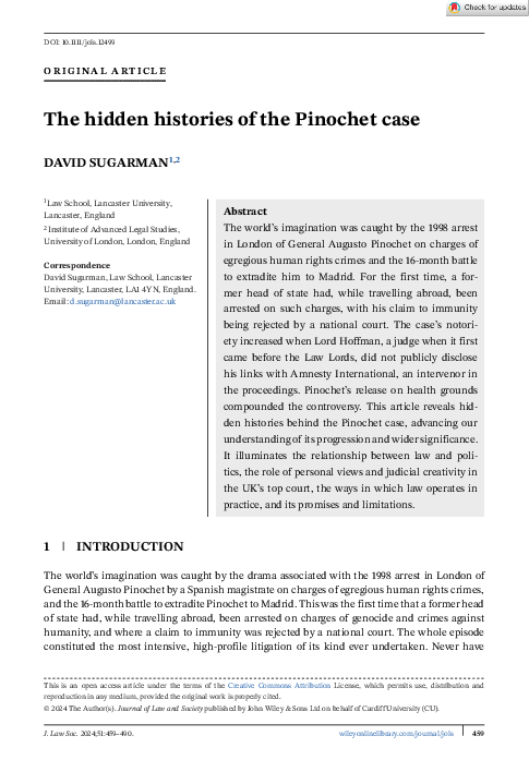 (PDF) The Hidden Histories of the Pinochet Case