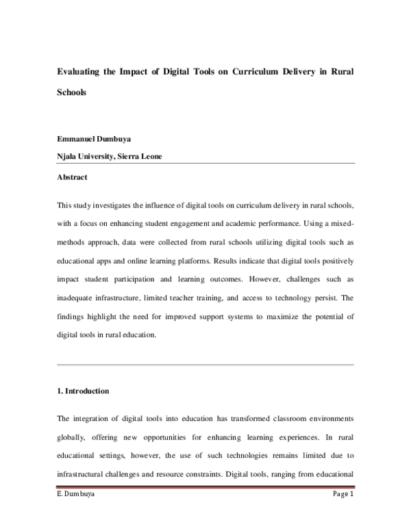 (PDF) Evaluating the Impact of Digital Tools on Curriculum Delivery in ...