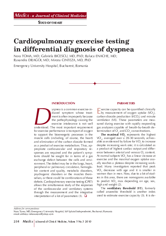 (PDF) Cardiopulmonary exercise testing in differential diagnosis of dyspnea