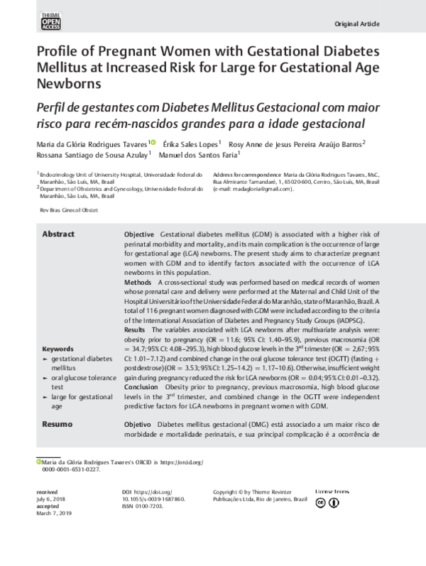 (PDF) Profile of Pregnant Women with Gestational Diabetes Mellitus at ...