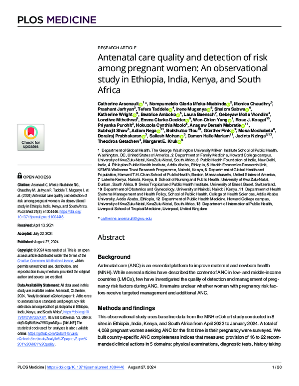 (PDF) Antenatal care quality and detection of risk among pregnant women ...
