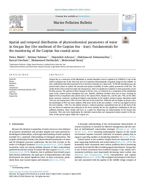 (PDF) Spatial and temporal distribution of physicochemical parameters ...