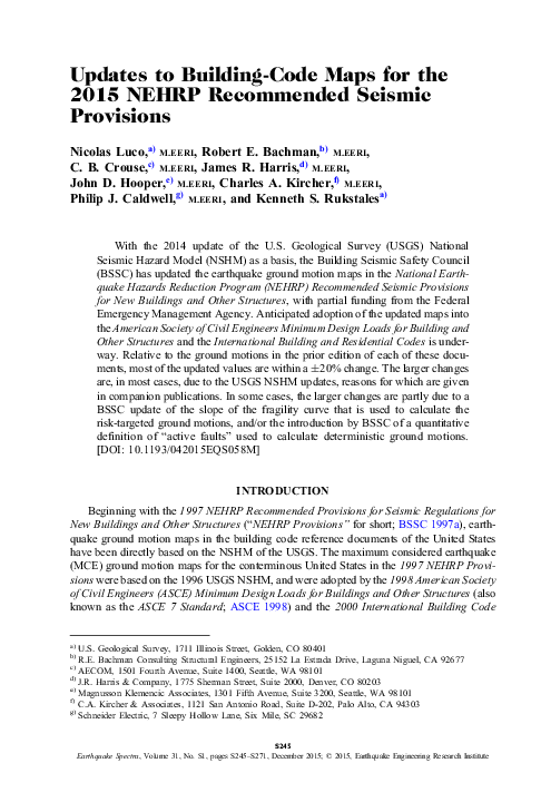 (PDF) Updates to Building-Code Maps for the 2015 NEHRP Recommended ...