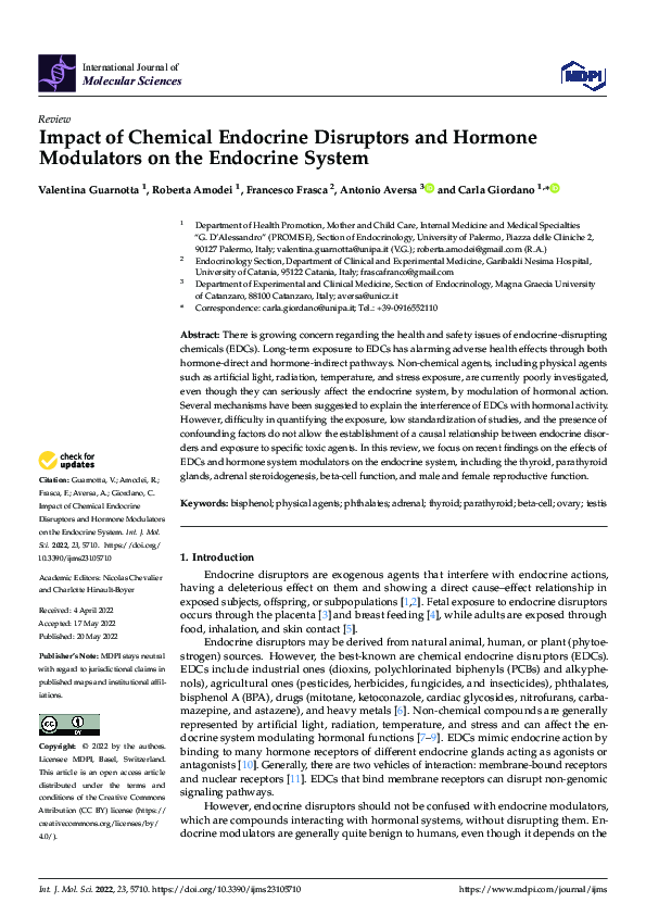 (PDF) Impact of Chemical Endocrine Disruptors and Hormone Modulators on ...