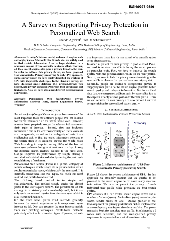 (PDF) A Survey on Supporting Privacy Protection in Personalized Web Search