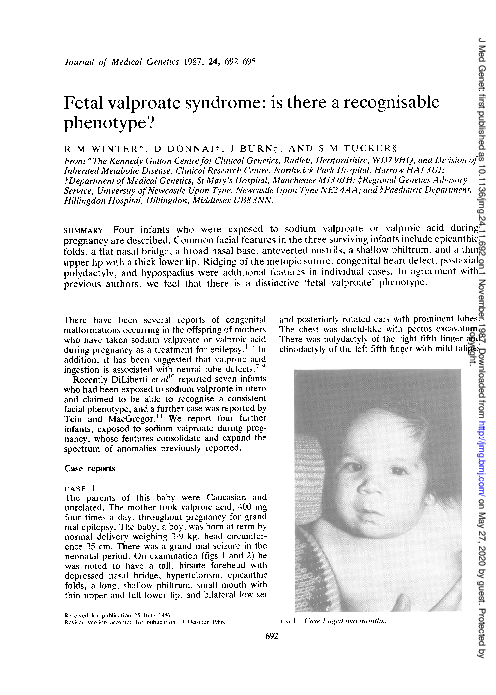 (PDF) Fetal valproate syndrome: is there a recognisable phenotype?