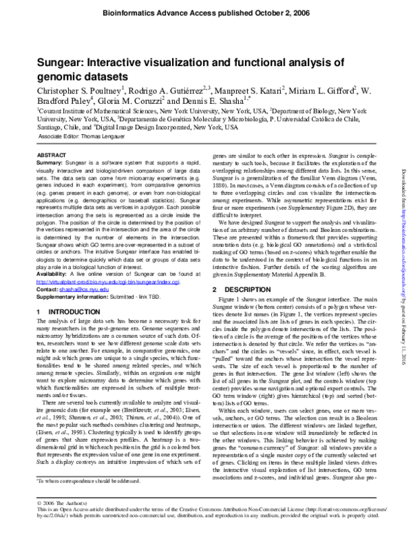 (PDF) Sungear: interactive visualization and functional analysis of ...