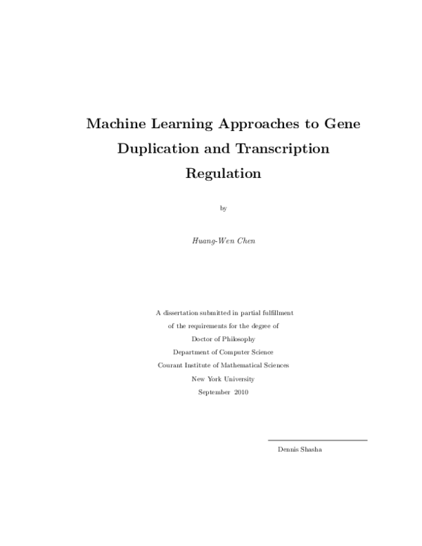 (PDF) Machine Learning Approaches to Gene Duplication and Transcription ...