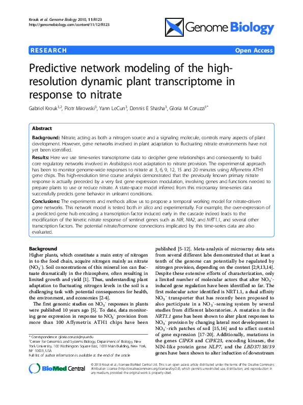 (PDF) Predictive network modeling of the high-resolution dynamic plant ...