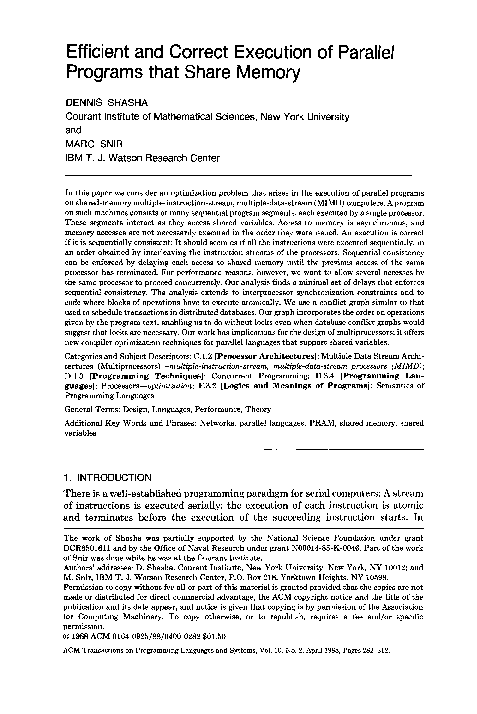 (PDF) Efficient and correct execution of parallel programs that share ...