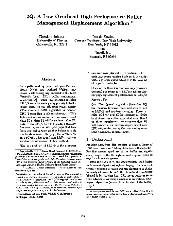 (PDF) 2Q: A Low Overhead High Performance Buffer Management Replacement ...
