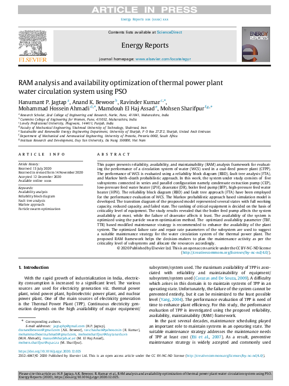 (PDF) RAM analysis and availability optimization of thermal power plant ...