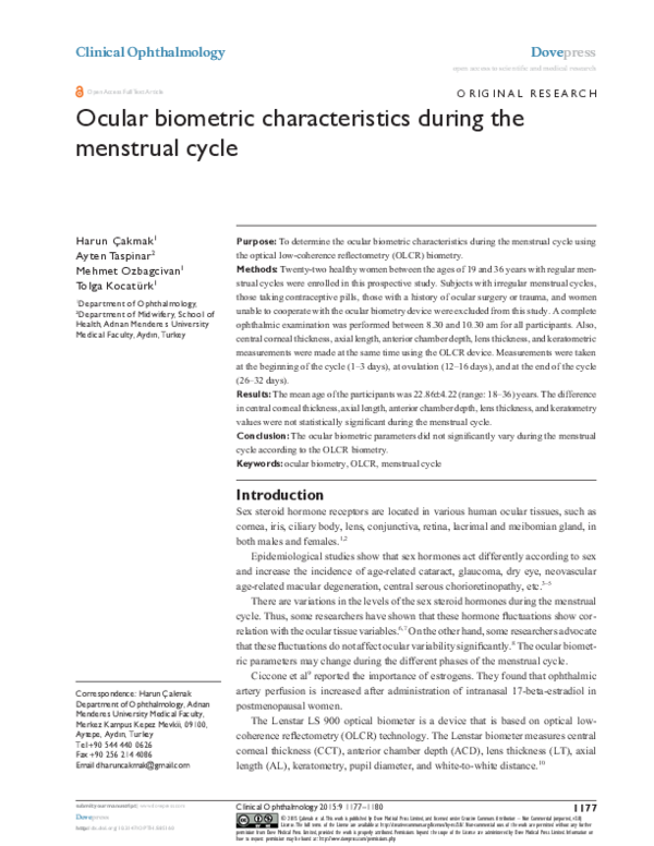(PDF) Ocular biometric characteristics during the menstrual cycle