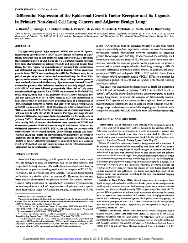 (PDF) Differential expression of the epidermal growth factor receptor ...
