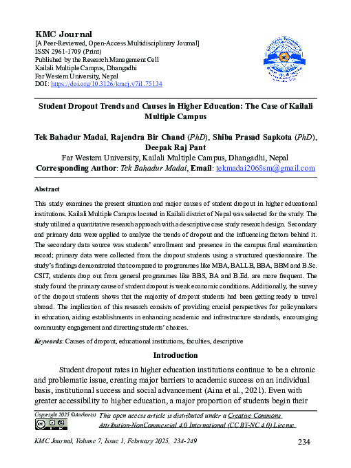 (PDF) Student Dropout Trends and Causes in Higher Education: The Case ...