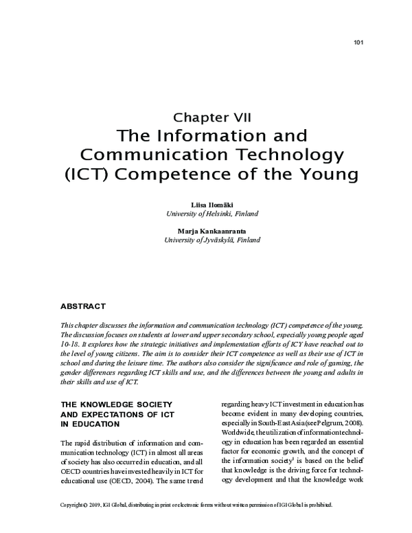 (PDF) The Information and Communication Technology (ICT) Competence of ...