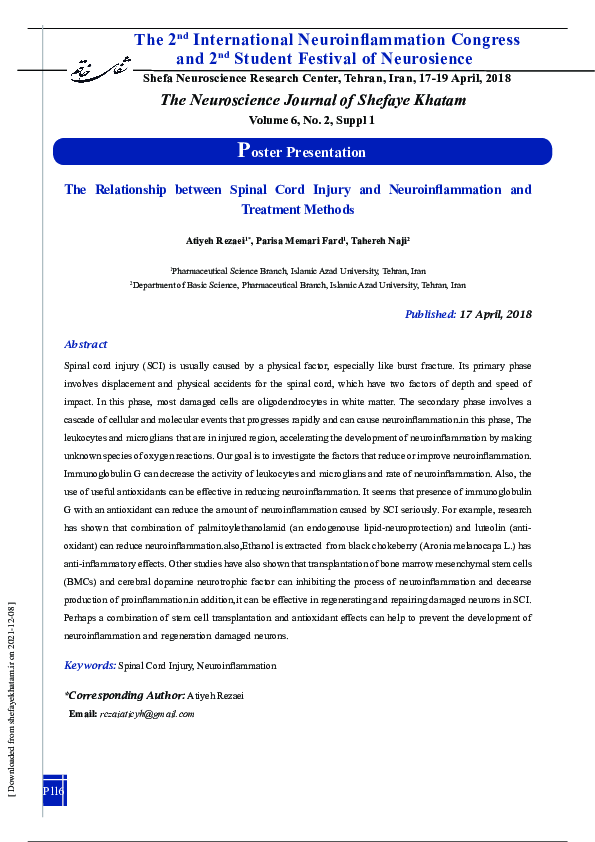 (PDF) P116: The Relationship between Spinal Cord Injury and ...