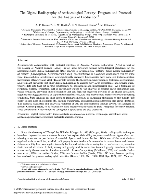 (PDF) The digital radiography of archaeological pottery: Program and ...