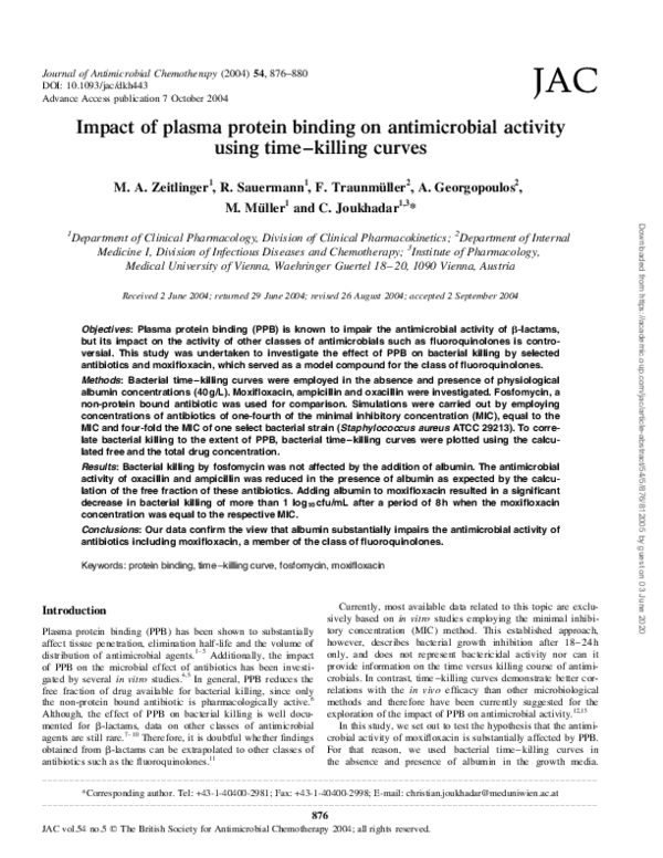 (PDF) Impact of plasma protein binding on antimicrobial activity using ...