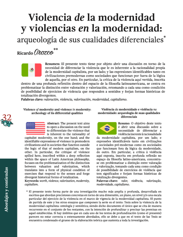 (PDF) Violencia de la modernidad y violencias en la modernidad ...