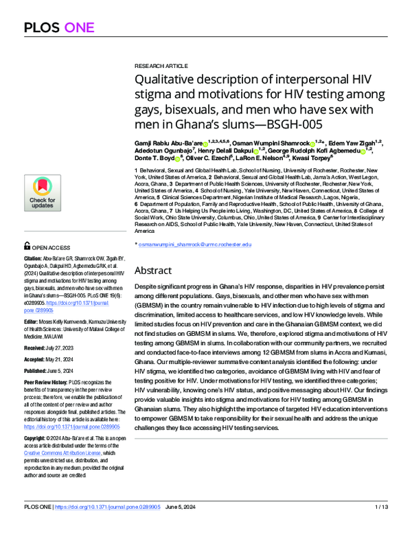 (PDF) Qualitative description of interpersonal HIV stigma and ...