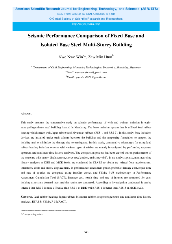 (PDF) Seismic Performance Comparison of Fixed Base and Isolated Base ...