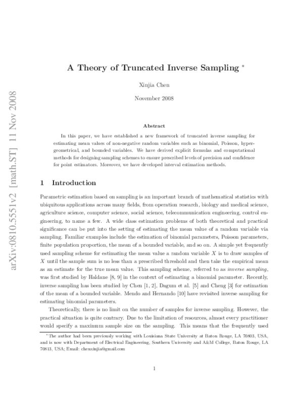 (PDF) A theory of truncated inverse sampling