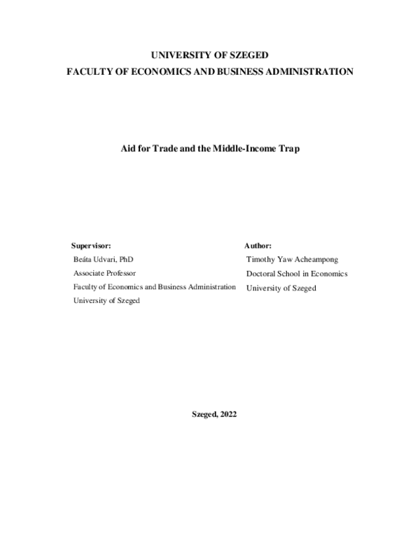 (PDF) Aid for Trade and the Middle-Income Trap