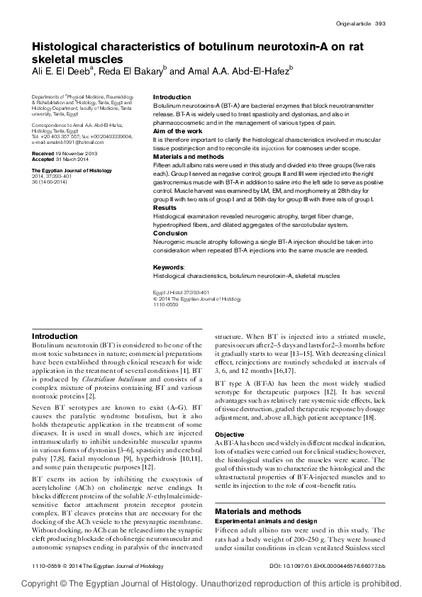 (PDF) Histological characteristics of botulinum neurotoxin-A on rat ...