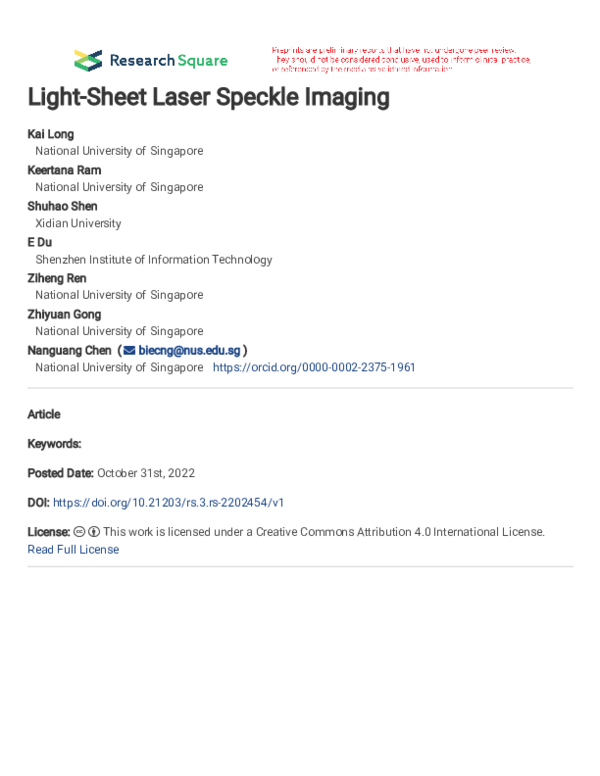(PDF) Light-Sheet Laser Speckle Imaging