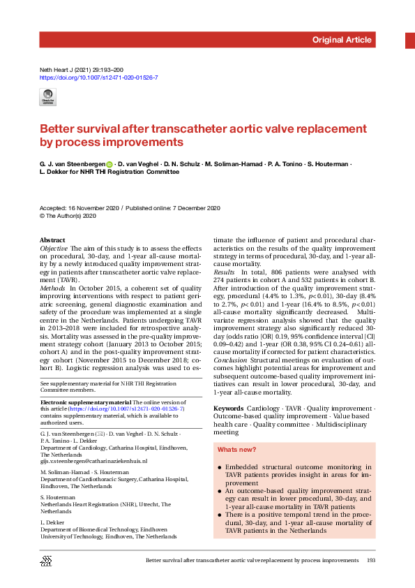 (PDF) Better survival after transcatheter aortic valve replacement by ...