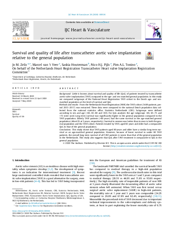 (PDF) Survival and quality of life after transcatheter aortic valve ...