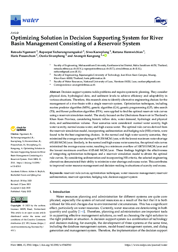 (PDF) Optimizing Solution in Decision Supporting System for River Basin ...