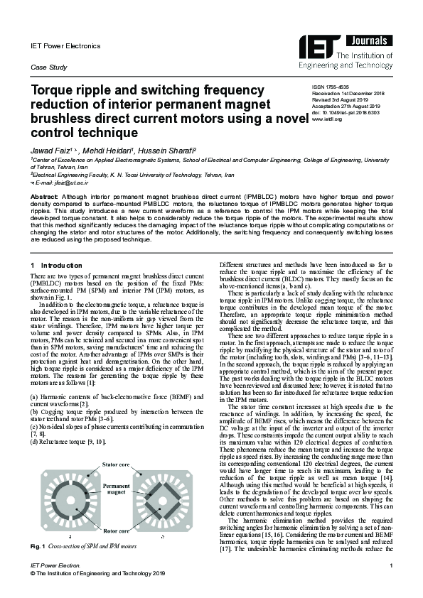 (PDF) Torque ripple and switching frequency reduction of interior ...