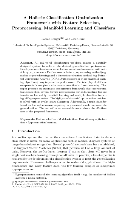 (PDF) A Holistic Classification Optimization Framework with Feature ...