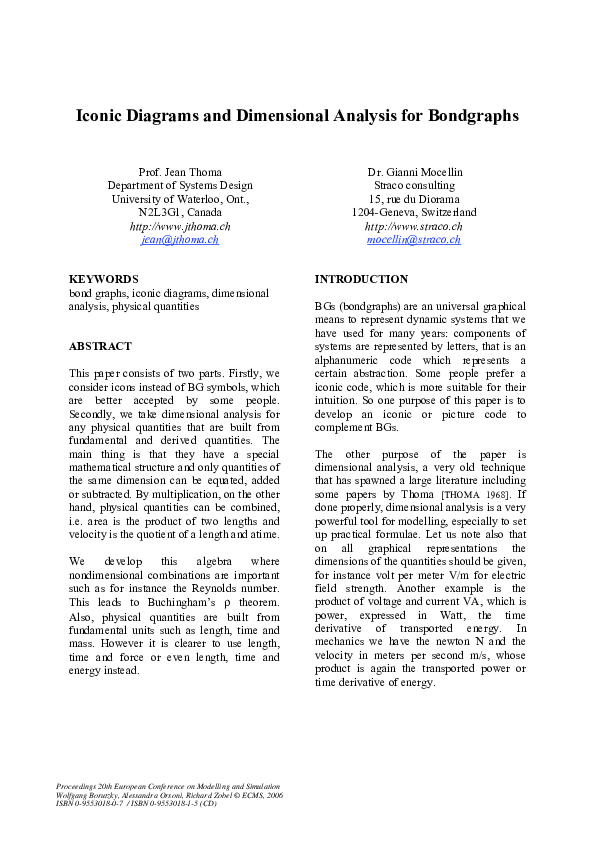 (PDF) Iconic Diagrams And Dimensional Analysis For Bond Graphs