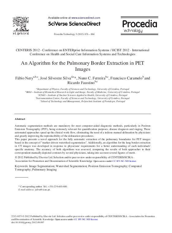 (PDF) An Algorithm for the Pulmonary Border Extraction in PET Images