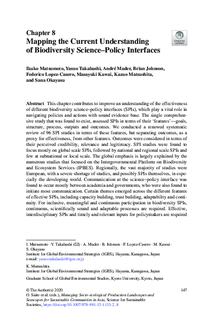 (PDF) Mapping the Current Understanding of Biodiversity Science–Policy ...