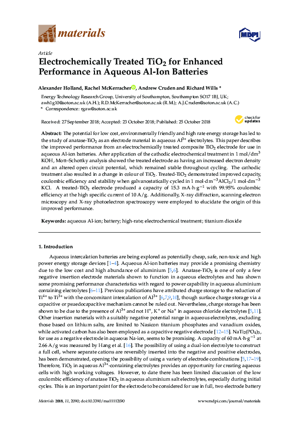(PDF) Electrochemically Treated TiO2 for Enhanced Performance in ...