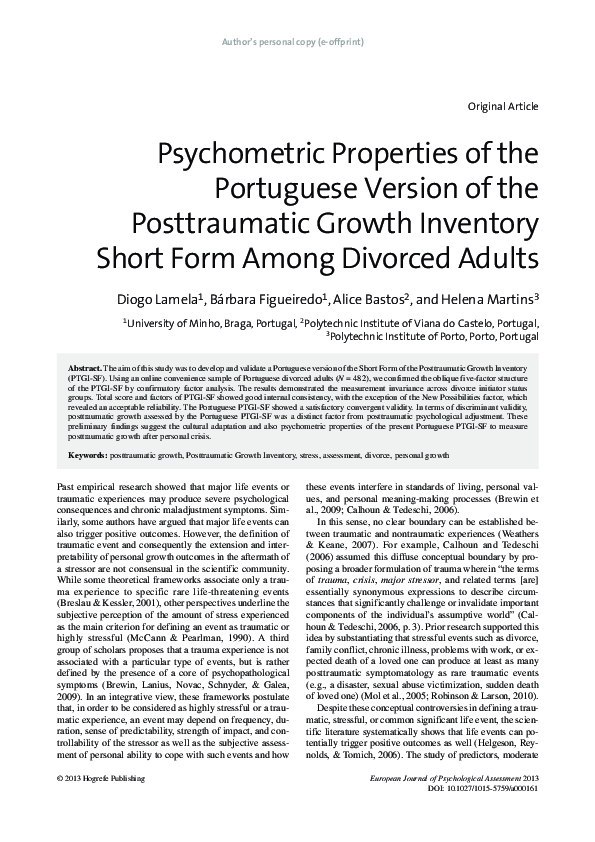 (PDF) Psychometric Properties of the Portuguese Version of the ...