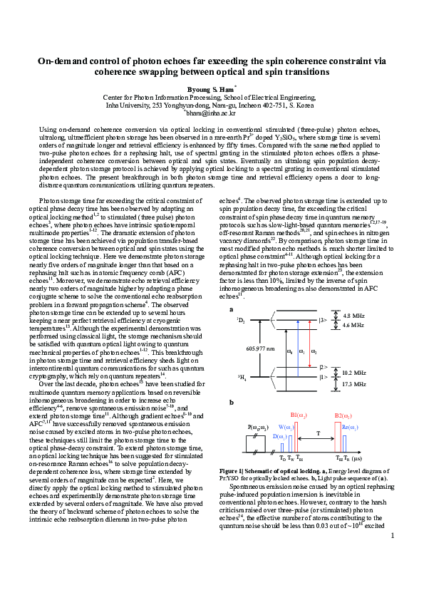 (PDF) On-demand control of photon echoes far exceeding the spin ...