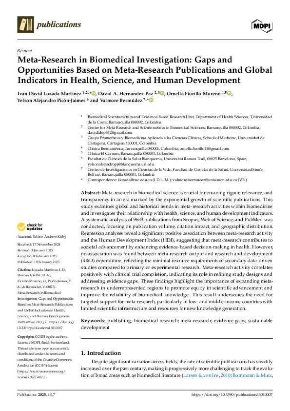 (PDF) Meta-Research in Biomedical Investigation: Gaps and Opportunities ...